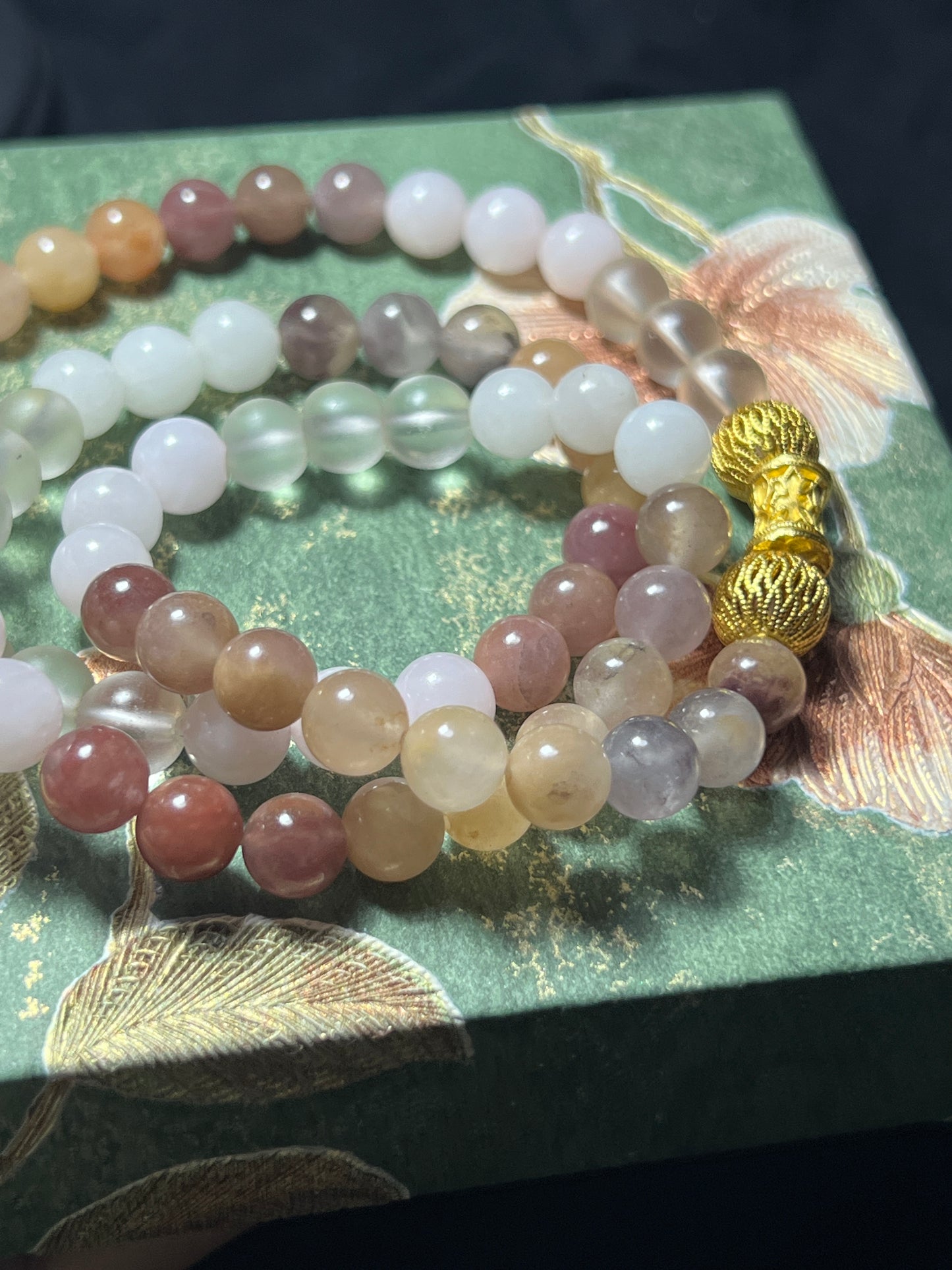 Design Triple Wrap Bracelet / Necklace | Rose Quartz, Milky Quartz & Agate