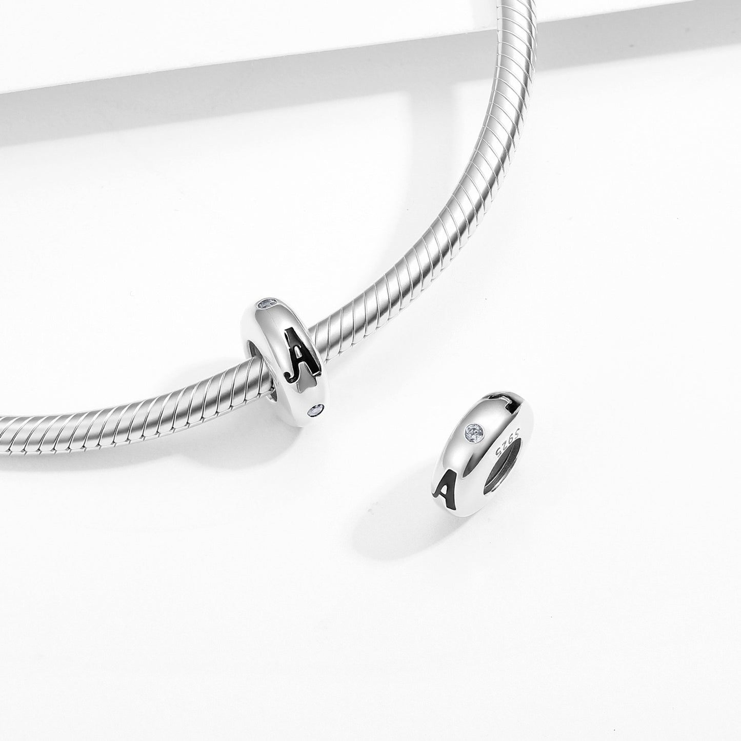 925 Sterling Silver Alphabet Spacer Charm | A–Z Initial Bead