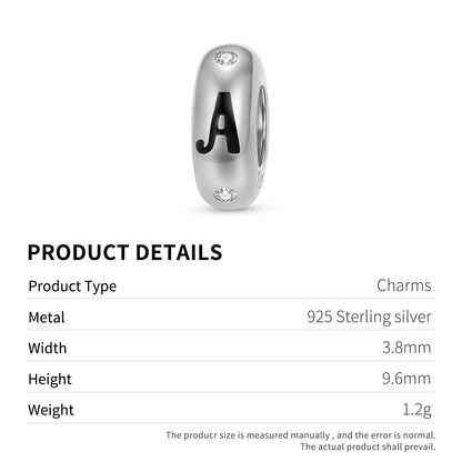 925 Sterling Silver Alphabet Spacer Charm | A–Z Initial Bead