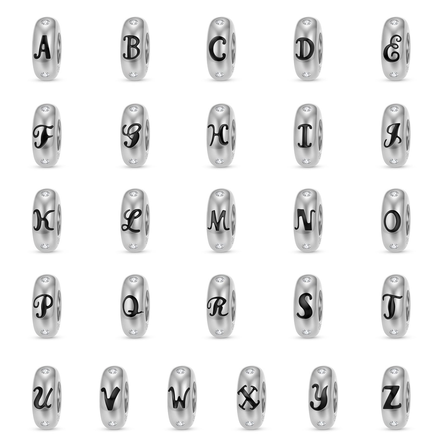 925 Sterling Silver Alphabet Spacer Charm | A–Z Initial Bead