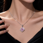 🌸 Pink Zircon Flower Pendant Titanium Steel Necklace