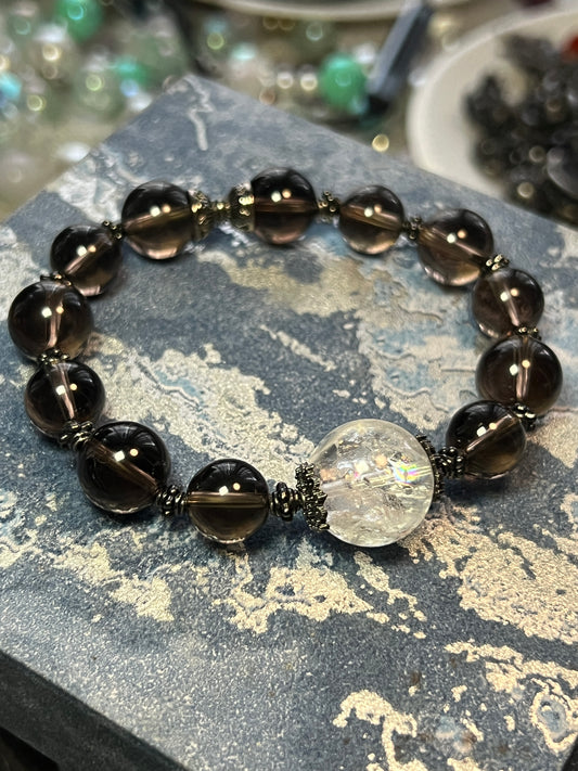 Design Bracelet | Smoky Quartz & Azez Quartz | 9–11mm & 13mm