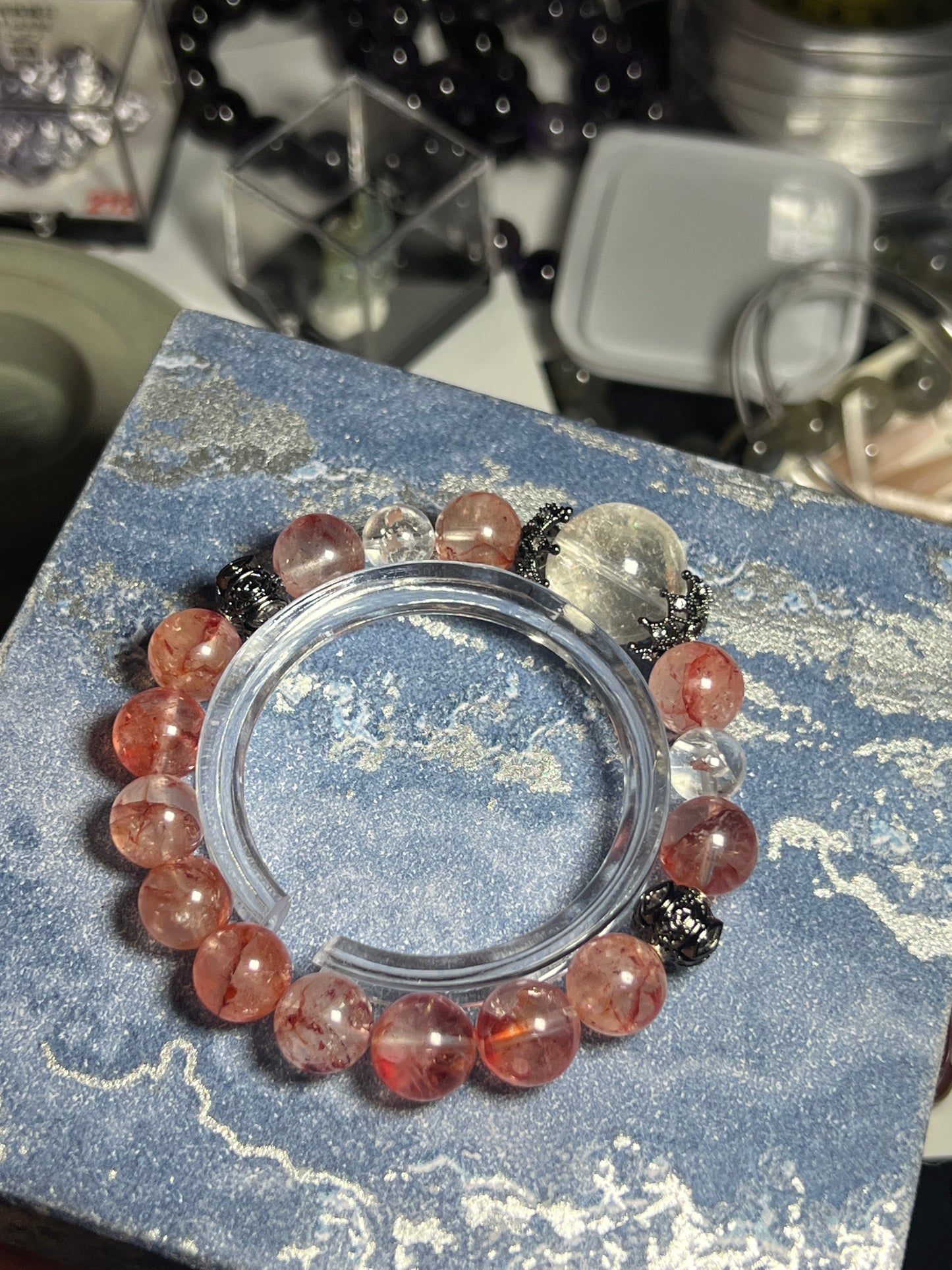 Design Bracelet | Natural Fire Quartz, Clear Quartz & White Azeztulite