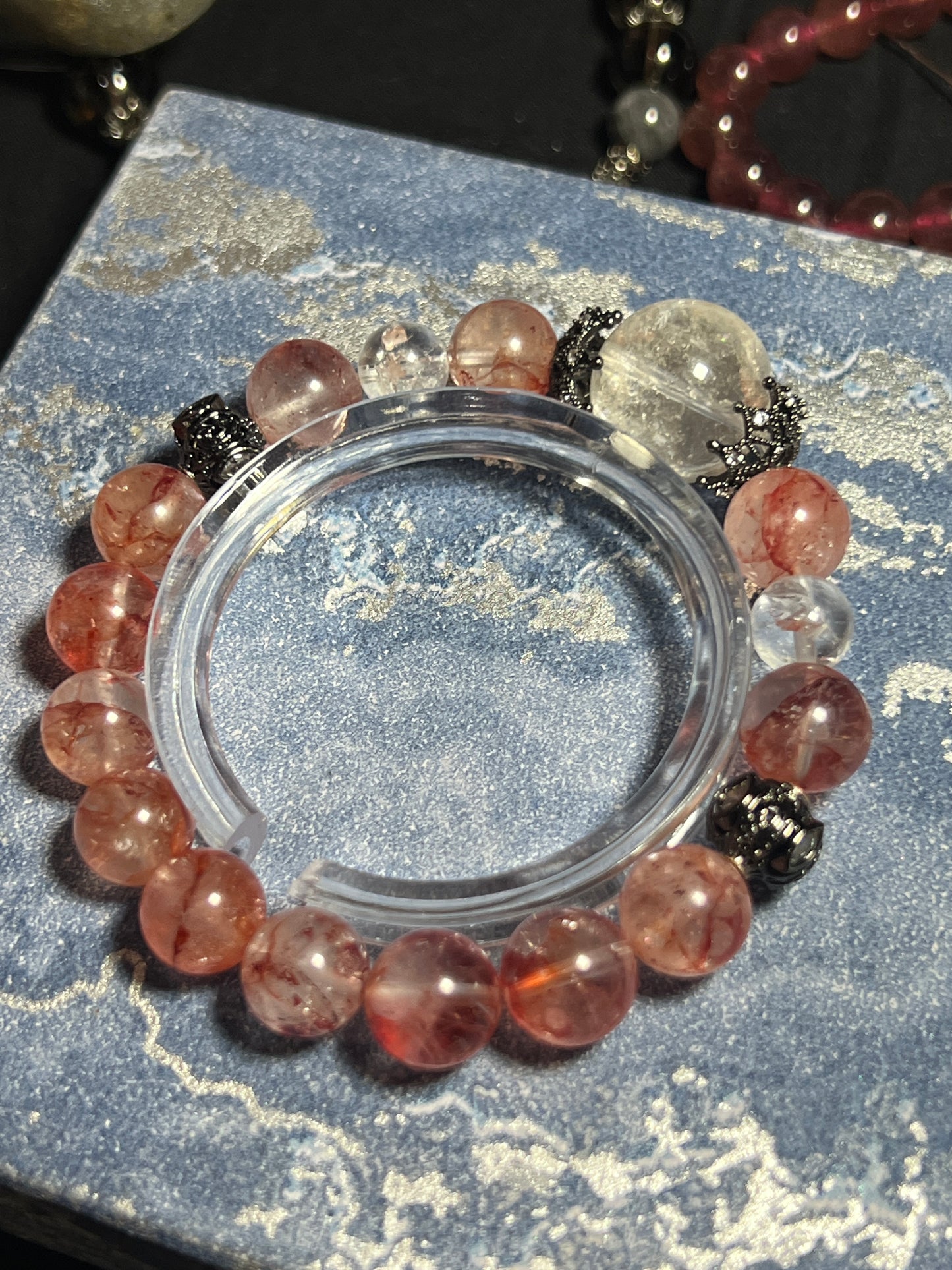 Design Bracelet | Natural Fire Quartz, Clear Quartz & White Azeztulite