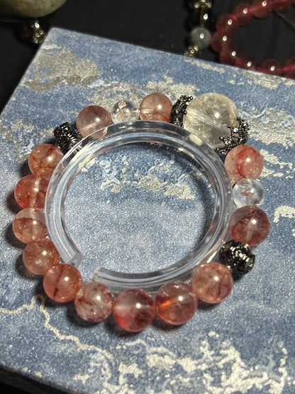 Design Bracelet | Natural Fire Quartz, Clear Quartz & White Azeztulite