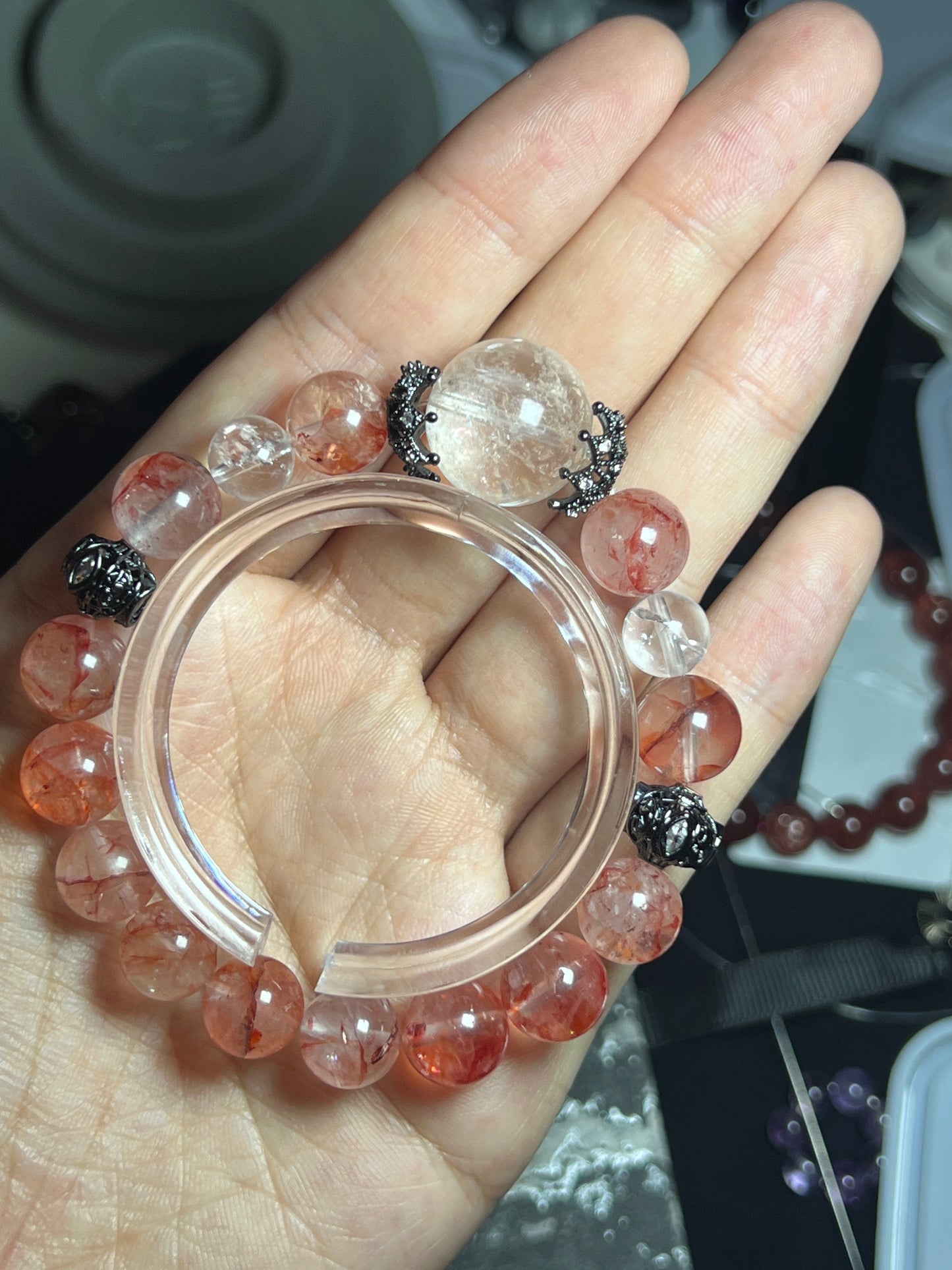 Design Bracelet | Natural Fire Quartz, Clear Quartz & White Azeztulite