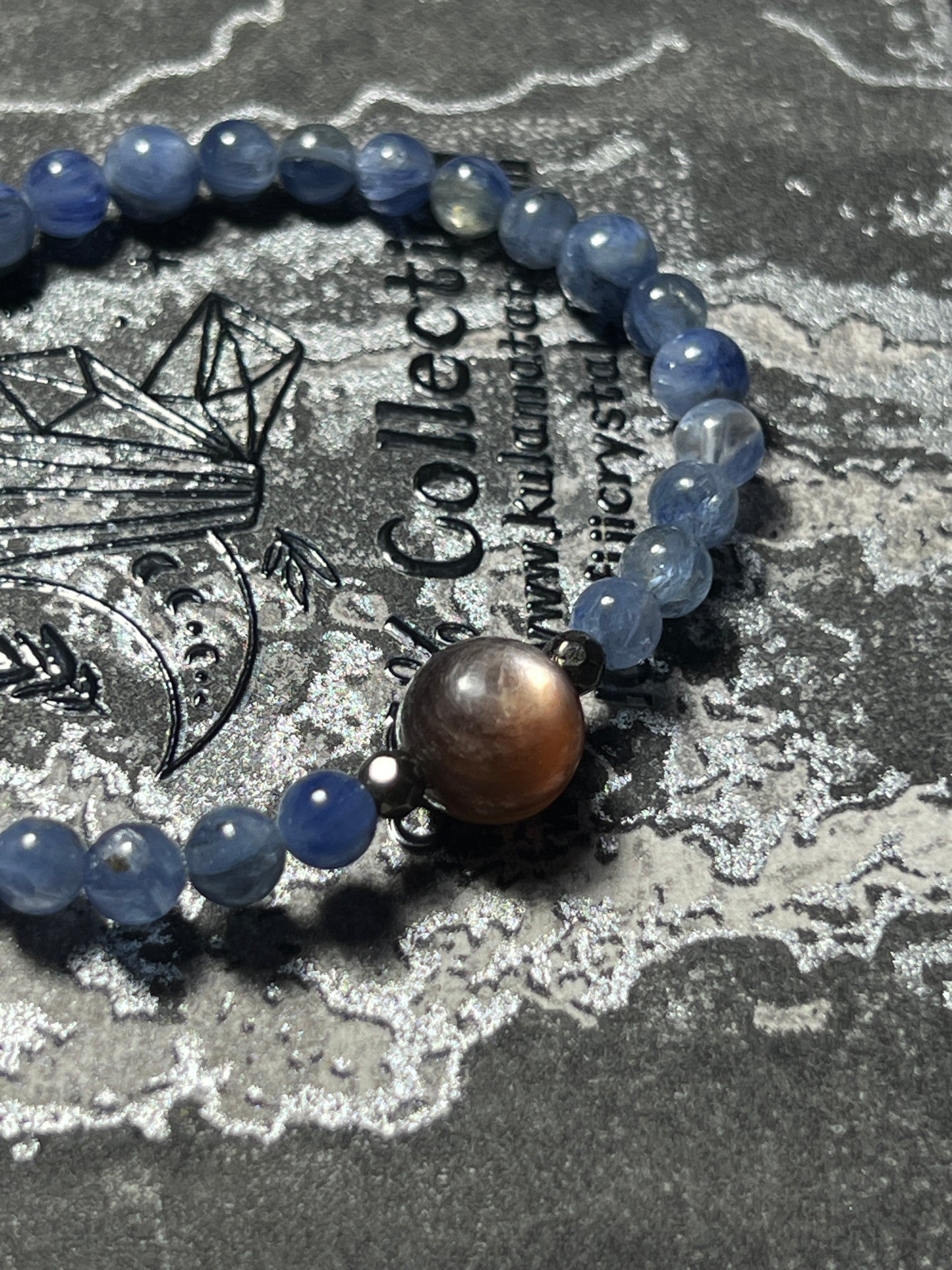 Design Bracelet | Natural Blue Kyanite & Purple Mica