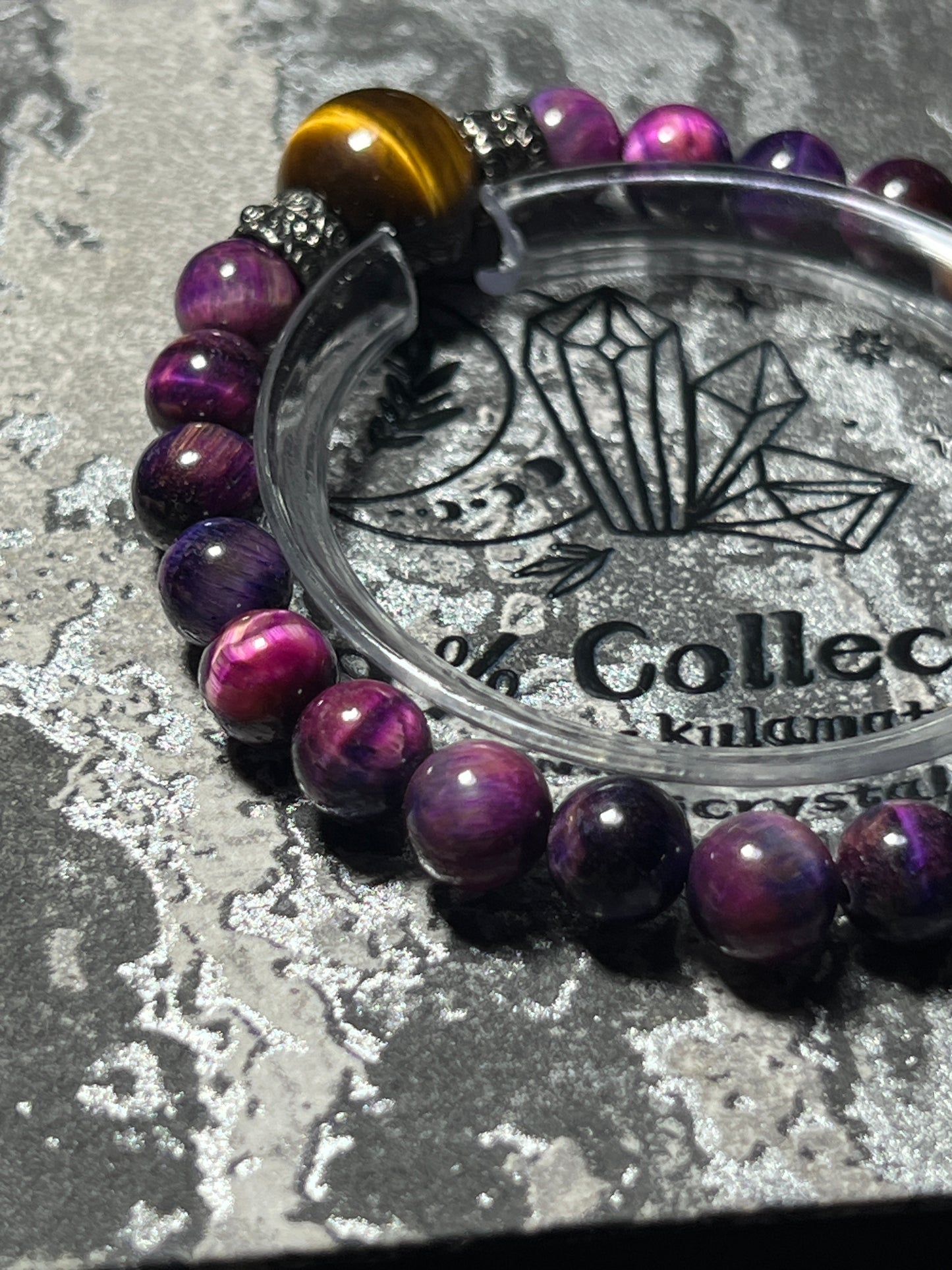 Design Bracelet | Dyed Purple Tiger Eye & Natural Yellow Tiger Eye