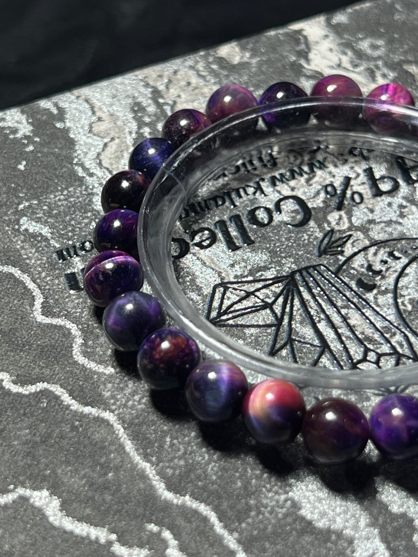 Design Bracelet | Dyed Purple Tiger Eye & Natural Yellow Tiger Eye