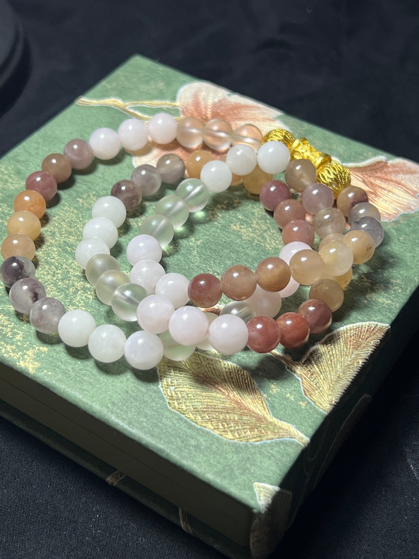 Design Triple Wrap Bracelet / Necklace | Rose Quartz, Milky Quartz & Agate