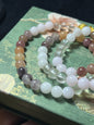 Design Triple Wrap Bracelet / Necklace | Rose Quartz, Milky Quartz & Agate