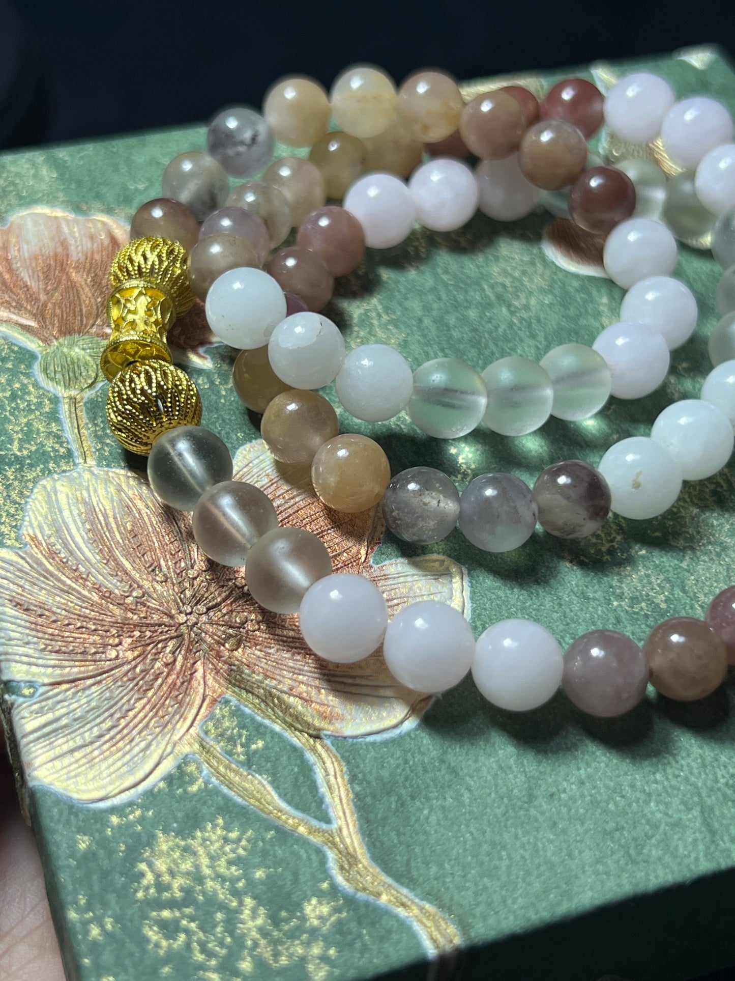 Design Triple Wrap Bracelet / Necklace | Rose Quartz, Milky Quartz & Agate