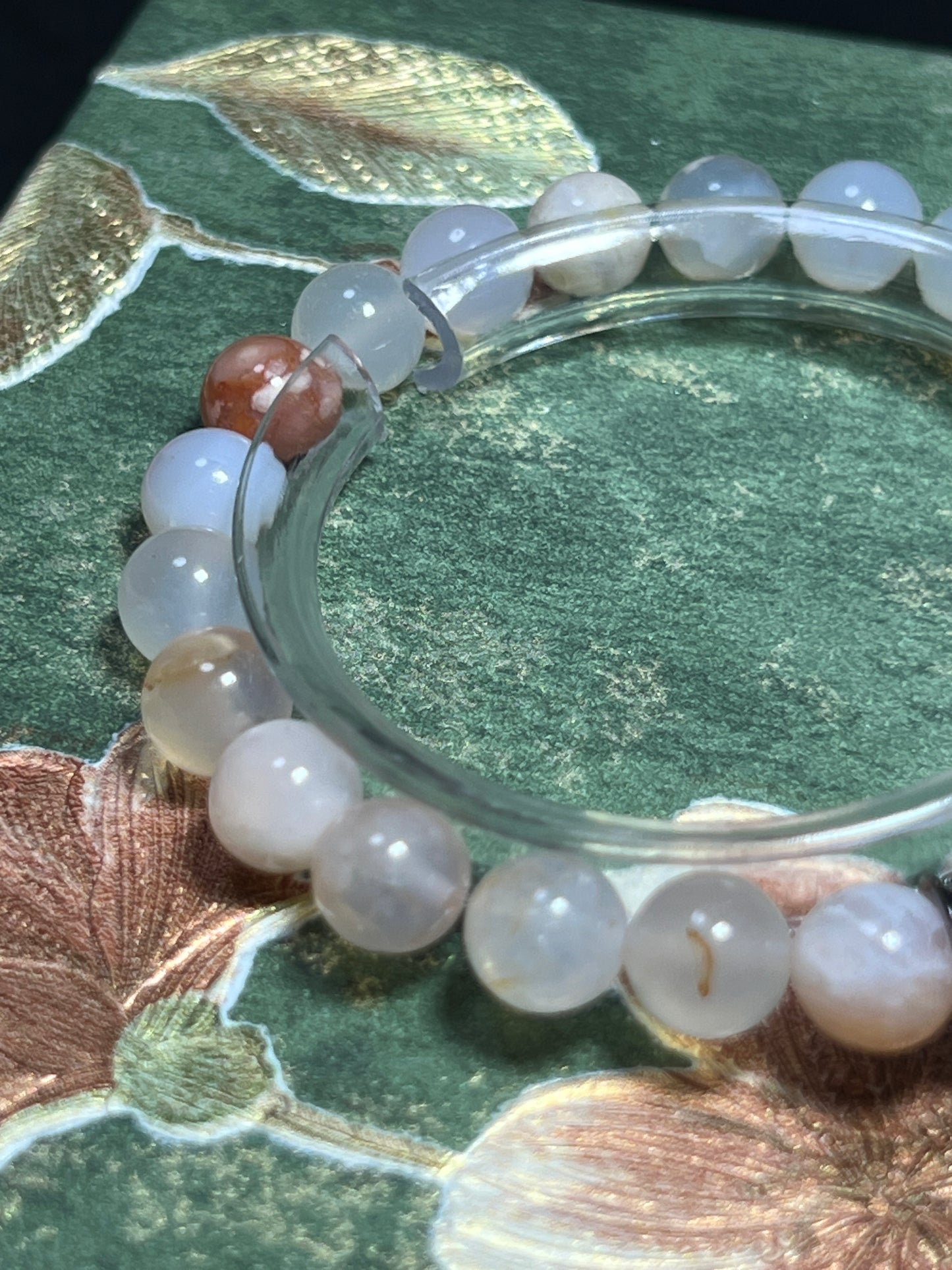 Design Bracelet | Natural Flower Agate & White Azeztulite