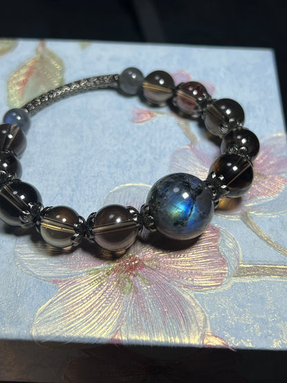 Design Bracelet | Natural Smoky Quartz & Labradorite