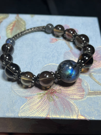 Design Bracelet | Natural Smoky Quartz & Labradorite