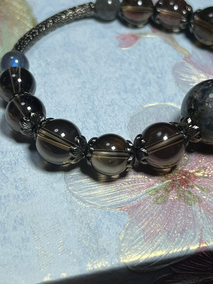 Design Bracelet | Natural Smoky Quartz & Labradorite