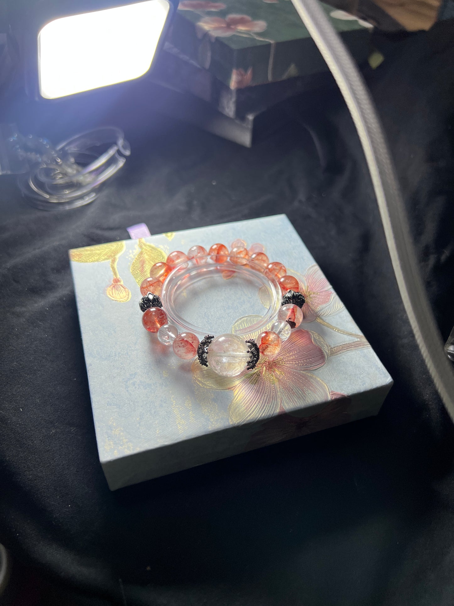 Design Bracelet | Natural Fire Quartz, Clear Quartz & White Azeztulite