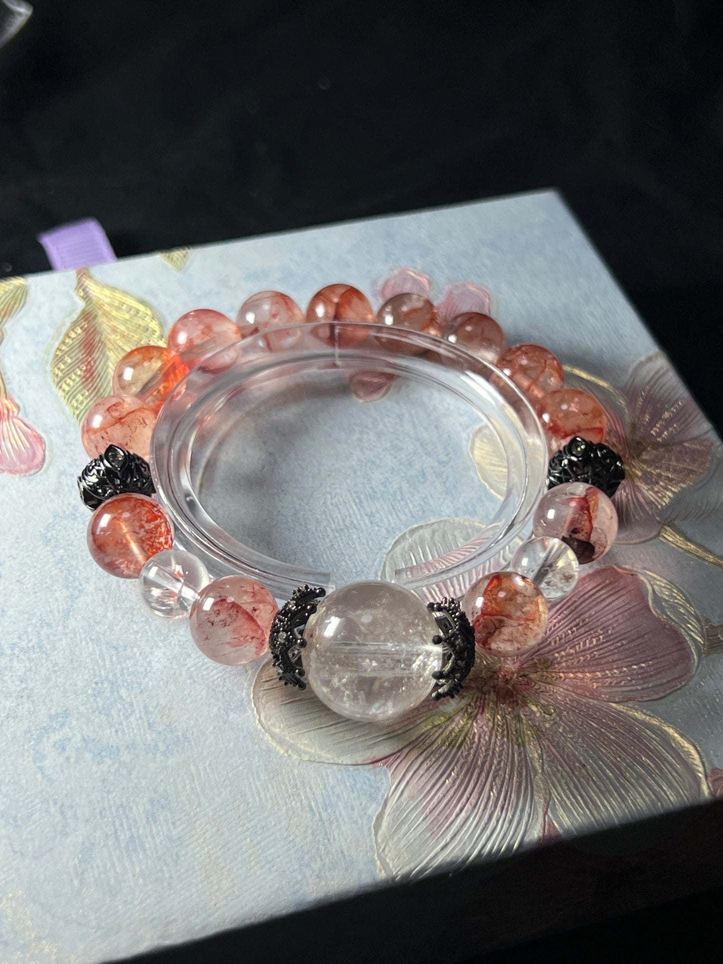 Design Bracelet | Natural Fire Quartz, Clear Quartz & White Azeztulite