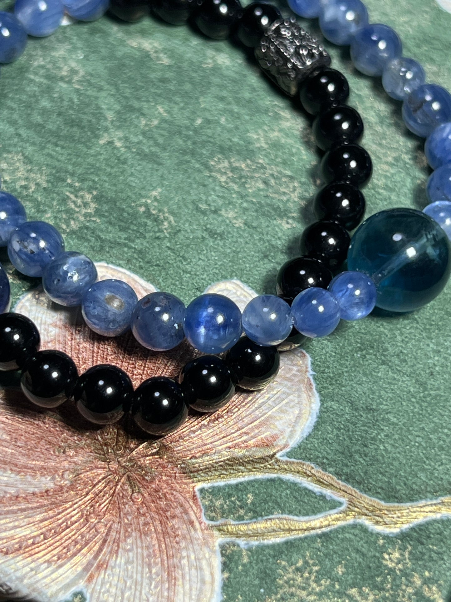 Design Double Wrap Bracelet | Natural Kyanite, Obsidian, Sodalite & Blue Fluorite