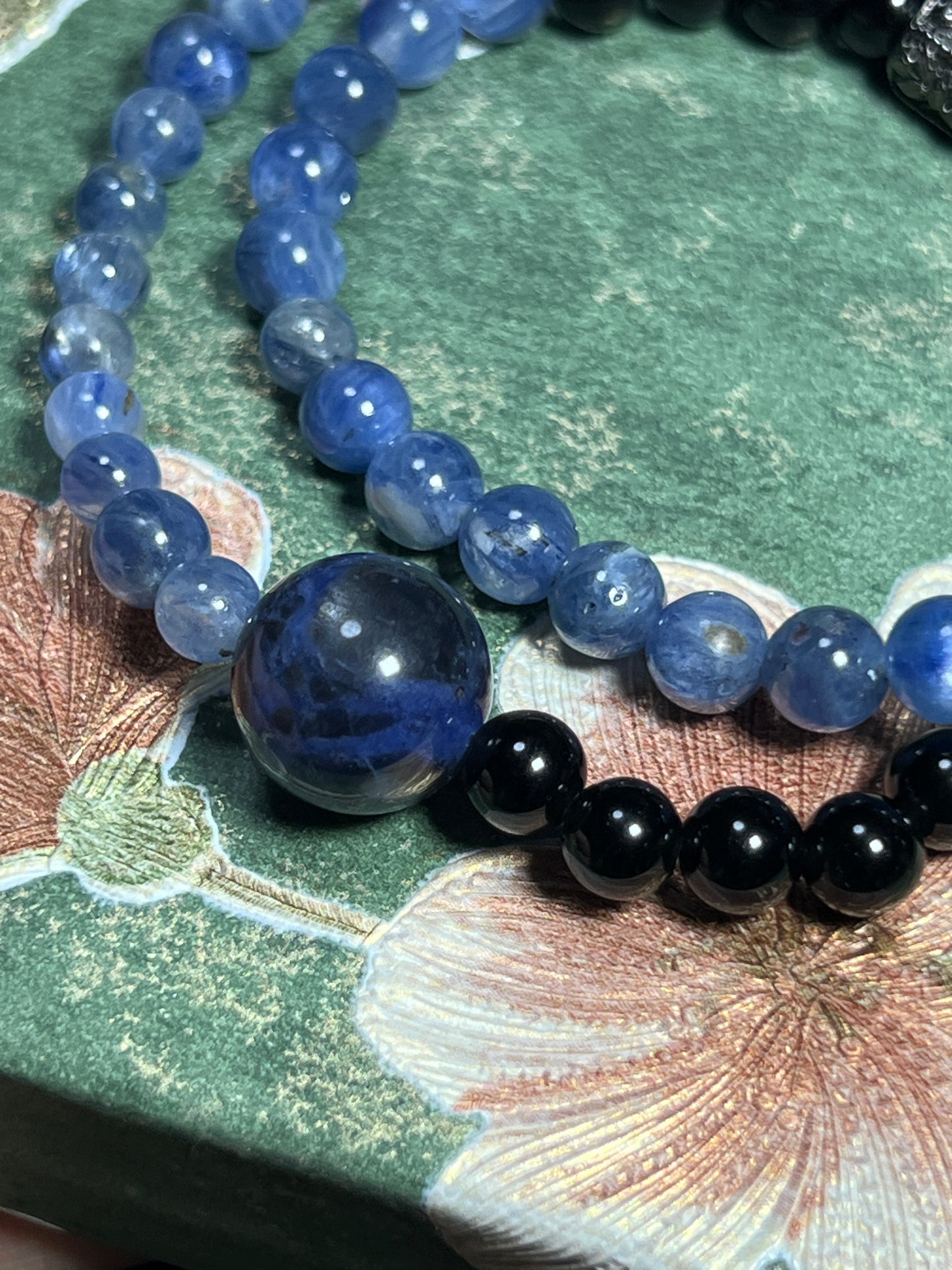 Design Double Wrap Bracelet | Natural Kyanite, Obsidian, Sodalite & Blue Fluorite