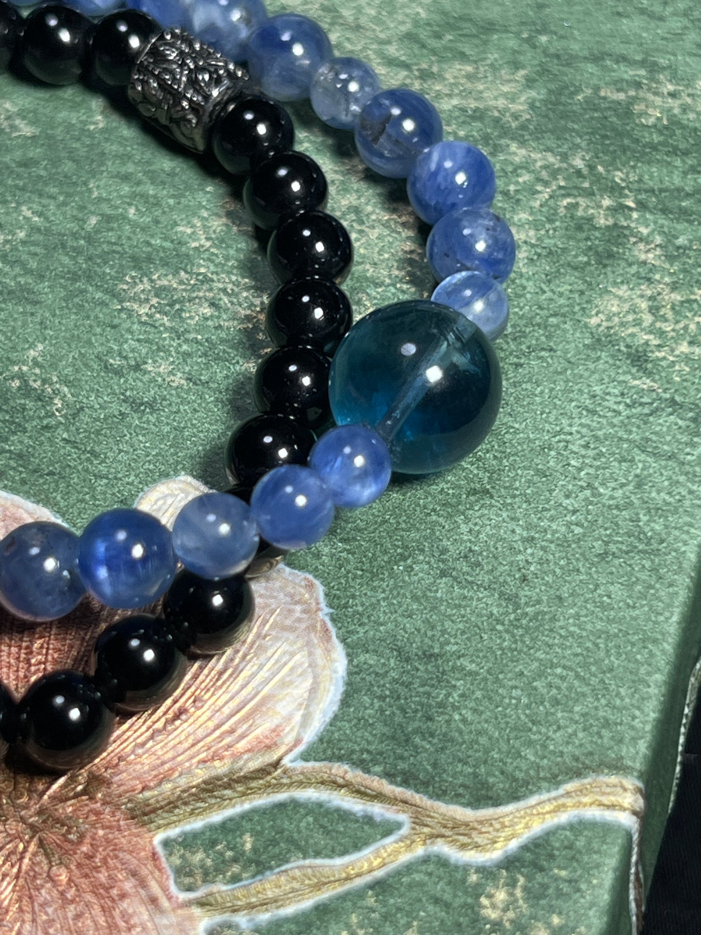 Design Double Wrap Bracelet | Natural Kyanite, Obsidian, Sodalite & Blue Fluorite