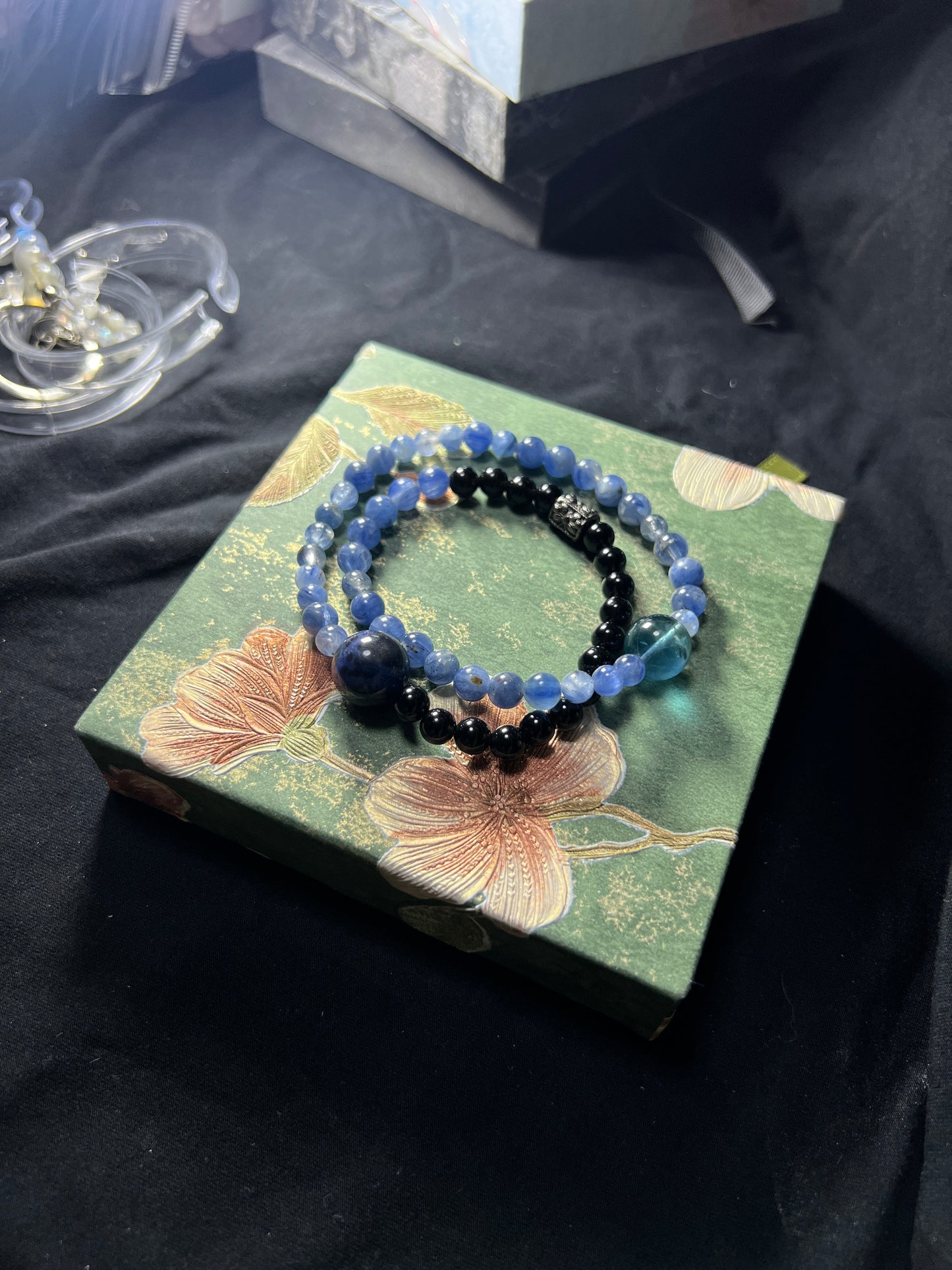 Design Double Wrap Bracelet | Natural Kyanite, Obsidian, Sodalite & Blue Fluorite