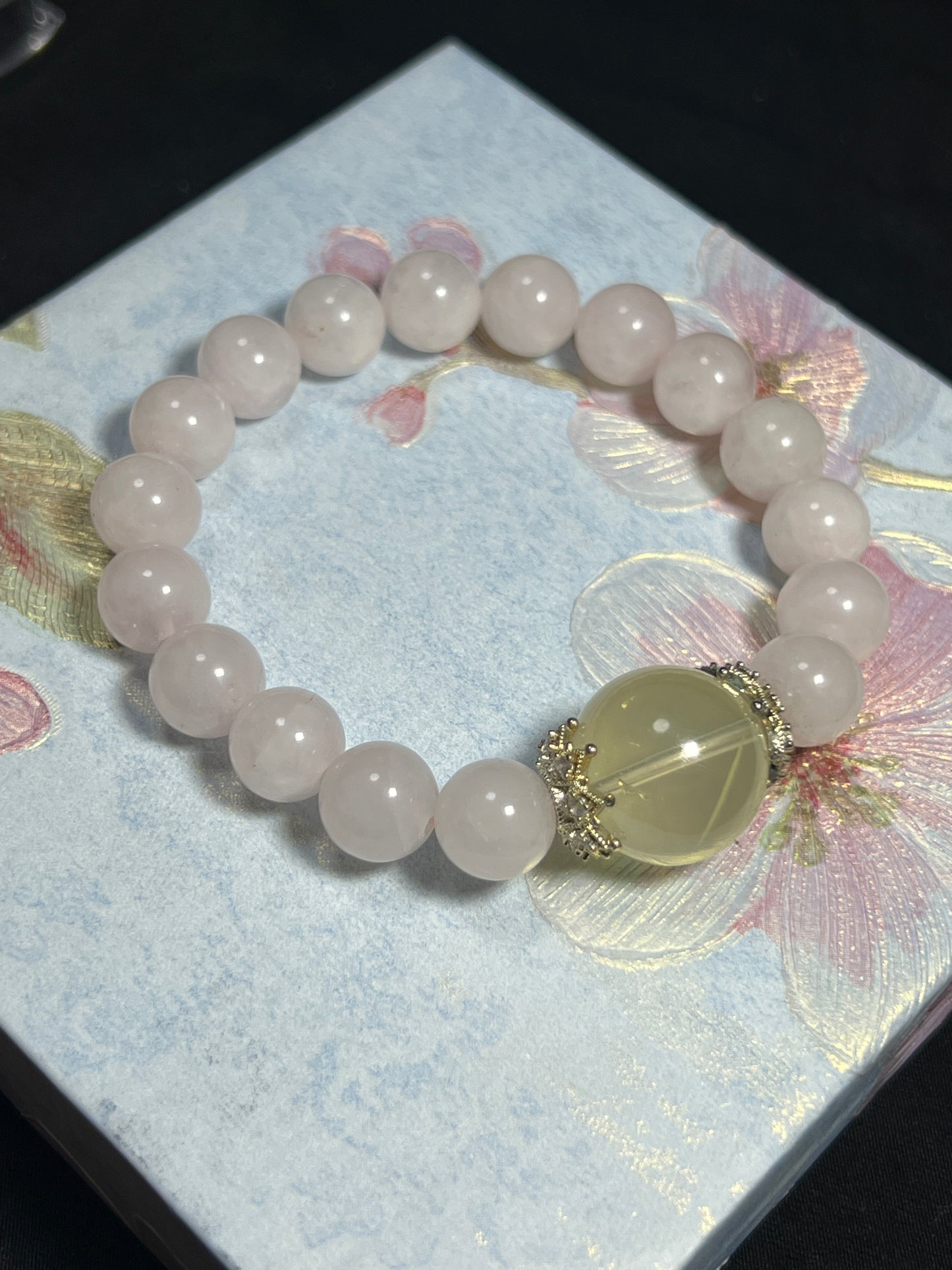 Design Bracelet | Natural Rose Quartz & Lemon Quartz