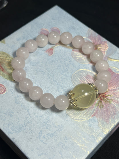 Design Bracelet | Natural Rose Quartz & Lemon Quartz
