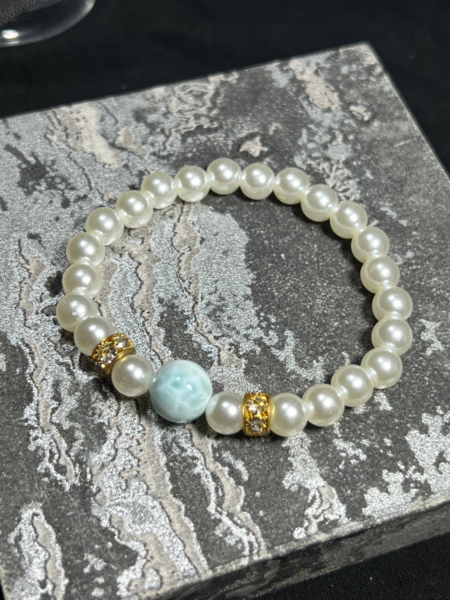 Design Bracelet | Natural Larimar & Pearl