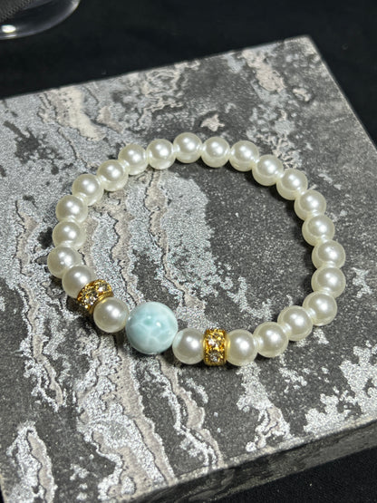 Design Bracelet | Natural Larimar & Pearl