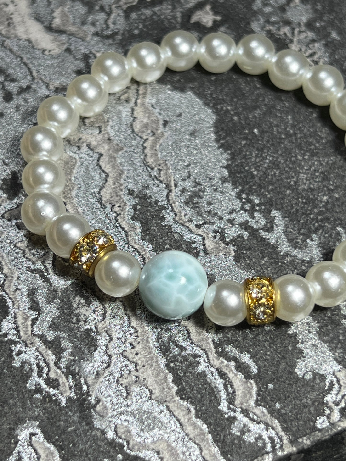 Design Bracelet | Natural Larimar & Pearl