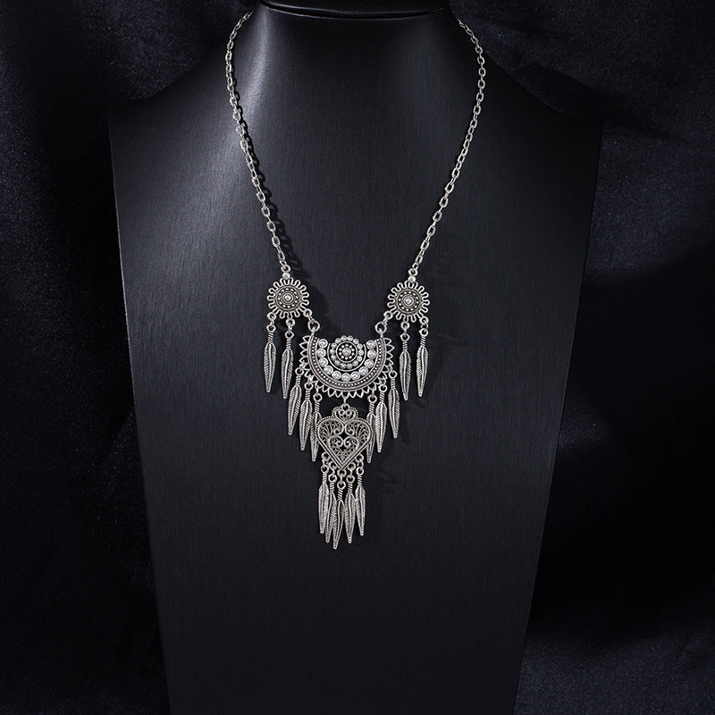 Vintage Ethnic Portrait Coin Tassel Necklace