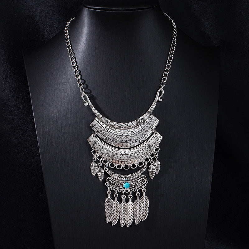 Vintage Ethnic Portrait Coin Tassel Necklace