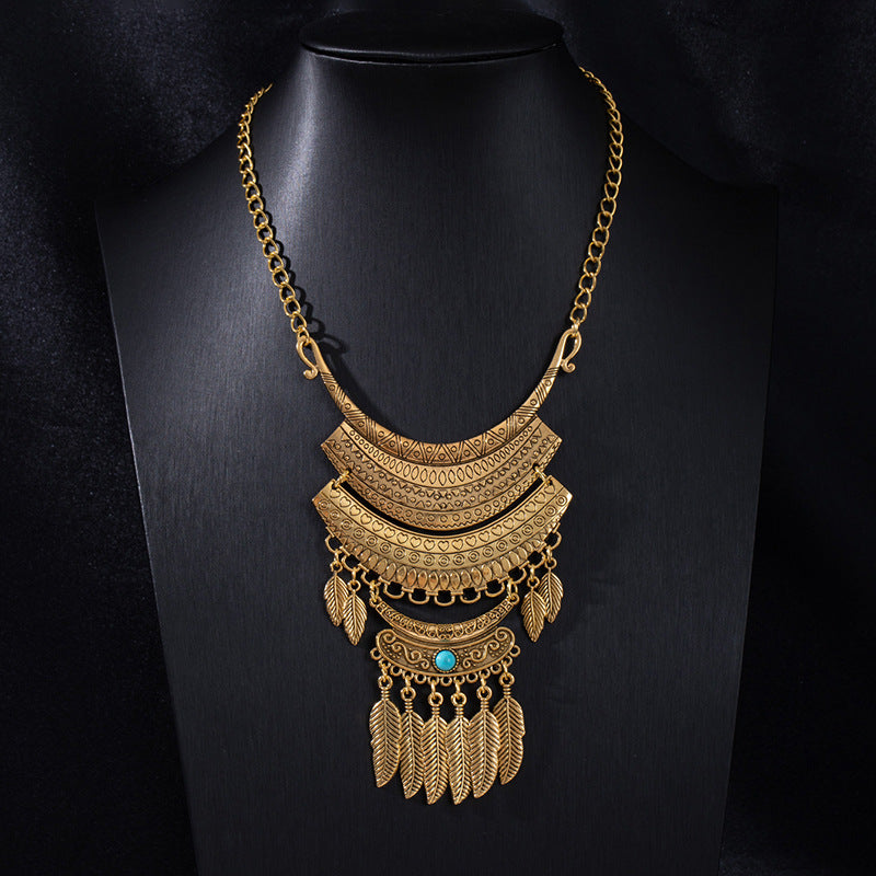 Vintage Ethnic Portrait Coin Tassel Necklace