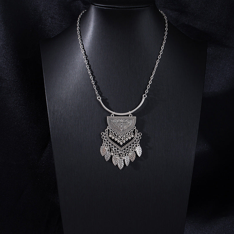 Vintage Ethnic Portrait Coin Tassel Necklace